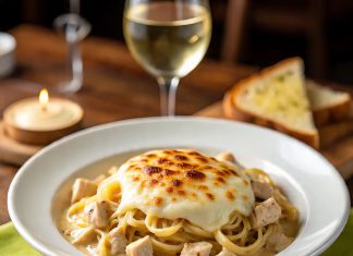 Aprenda com O Cheffe a fazer Macarrão Cremoso de Frango com Queijo