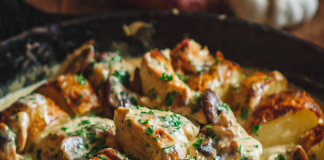 Aprenda com O Cheffe a fazer Frango Cremoso com Batatas ao Forno